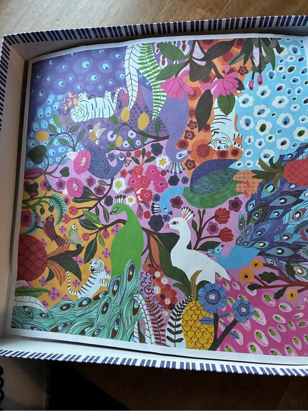 eeBoo: Piece and Love Peacock Garden 1000-piece Square Adult Jigsaw Puzzle